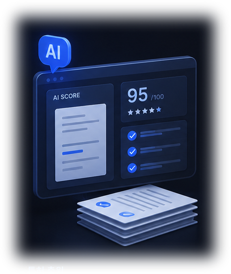AI 채점 훈련 시스템 화면 일러스트